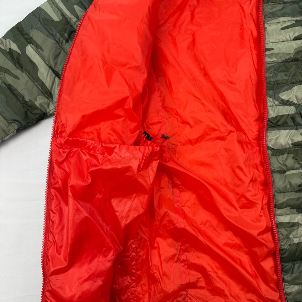 Lands End Kids XXL 18-20 Camo PrimaLoft Puffer Jacket Hooded Green Orange *Flaw - Picture 3 of 8